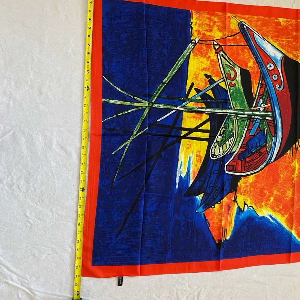 Colorful Silk Abstract Print Scarf Wrap Sarong Wall Art